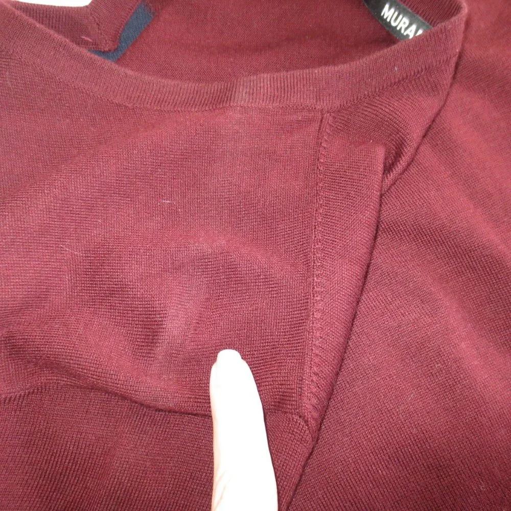 4/$14 SALE MURANO mens ARGYLE sweater V-NECK burgundy MARROON SIZE Large